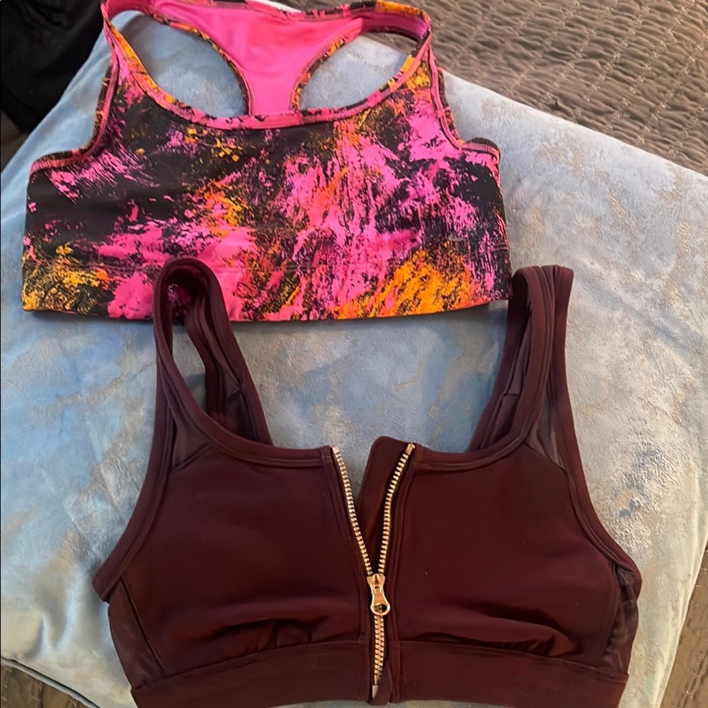 Pink and Maroon Sports Bra Set